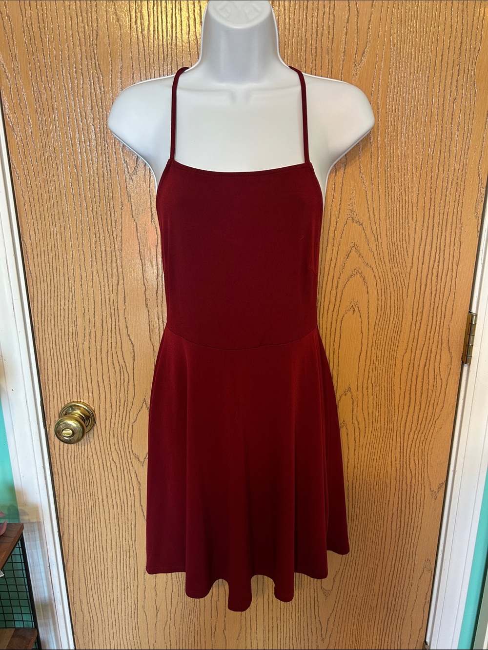 Forever 21 Burgundy Spaghetti-Strap Skater Dress